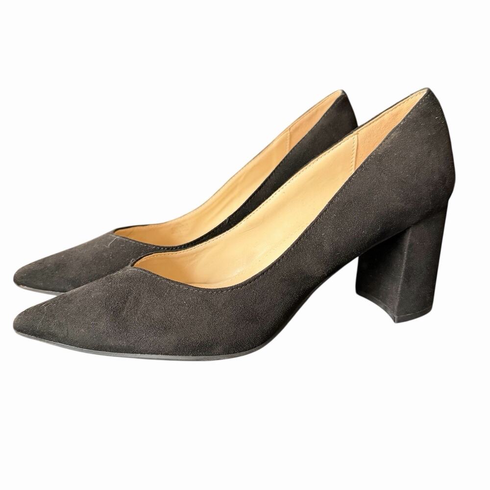 Marc Fisher 10 Caitlin Pumps Block Heel Pointed Toe Black Solid Career